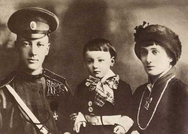 Anna Akhmatova with Nikolay and Lev Gumilev in 1915